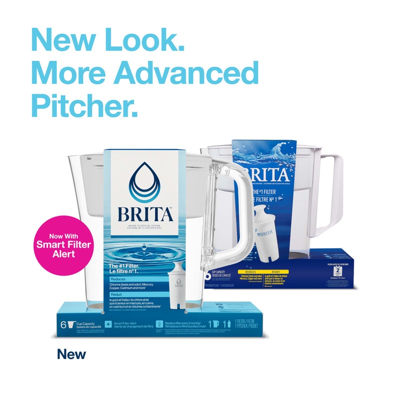 Brita Small 6 Cup Denali Water Filter Pitcher with 1 Brita Standard Filter, Made Without BPA, Bright White - Image 2