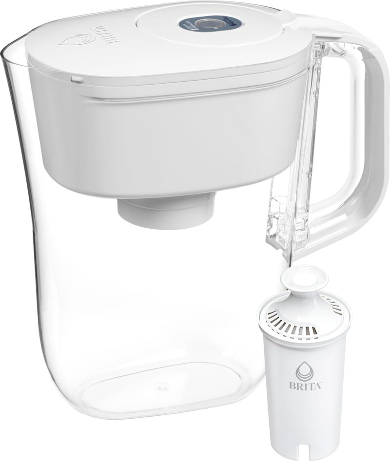 Brita Small 6 Cup Denali Water Filter Pitcher with 1 Brita Standard Filter, Made Without BPA, Bright White - Image 1