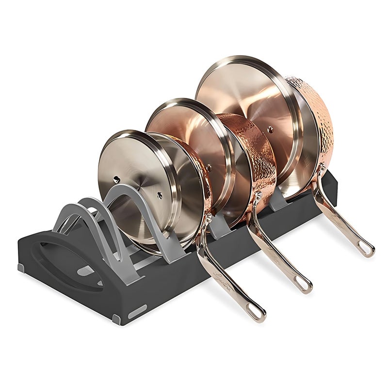 Bellveen Expandable Cookware Stand Pot Rack Organizer Pan Holder Rack Kitchen Flexible Pot Stand Kitchen For Pots And Pans Lid With Adjustable Compartment Multicolour - Image 1