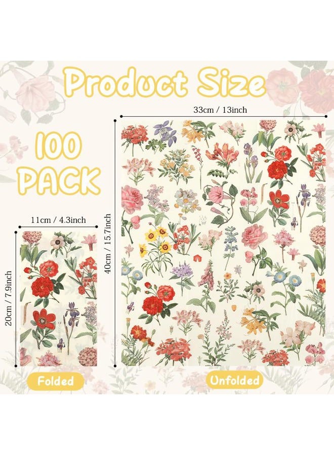 Chffcuh Floral Napkins, 100 PCS Spring Napkins, Vintage Floral Paper Napkins, Watercolor Flower napkins, Floral Cocktail Napkins, Wildflower Luncheon Napkins for Spring Wedding Baby Shower Birthday Tea Party - Image 3