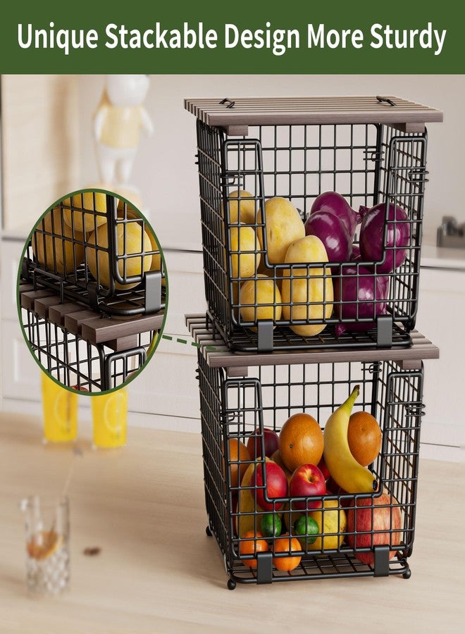 GGIU Wire Storage Basket For Kitchen Pantry: GGIU Kitchen Counter Basket Stackable Wire Organizing Bin For Produce Vegetable - Countertop Potato Onion Veggie Basket Bronze - Image 3