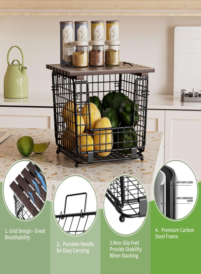 GGIU Wire Storage Basket For Kitchen Pantry: GGIU Kitchen Counter Basket Stackable Wire Organizing Bin For Produce Vegetable - Countertop Potato Onion Veggie Basket Bronze - Image 5