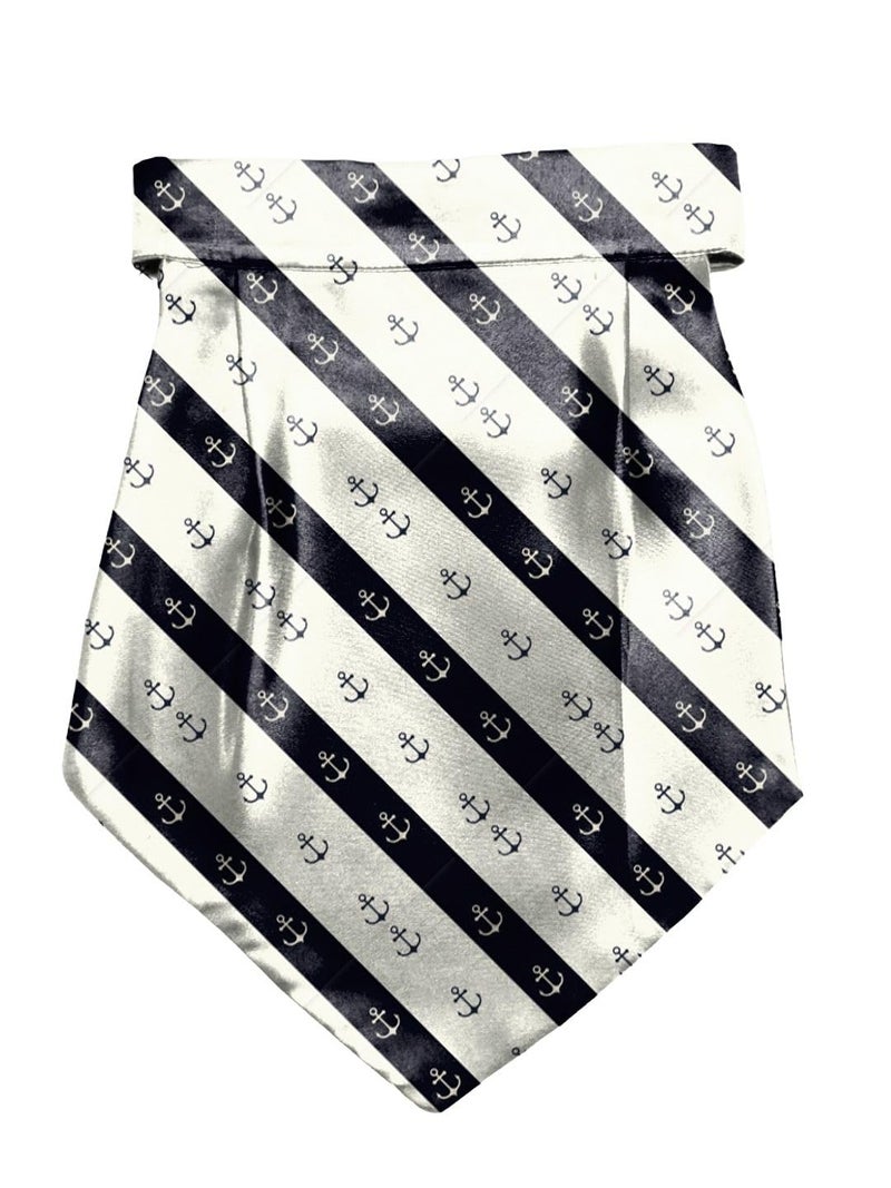 Blacksmith Anchor Navy Printed Cravat with Matching Pocket Square for Men - Scarf Neckwear Cravat for Men with Matching Pocket Square - Image 1