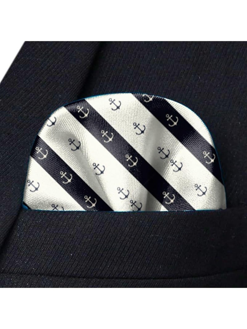 Blacksmith Anchor Navy Printed Cravat with Matching Pocket Square for Men - Scarf Neckwear Cravat for Men with Matching Pocket Square - Image 3