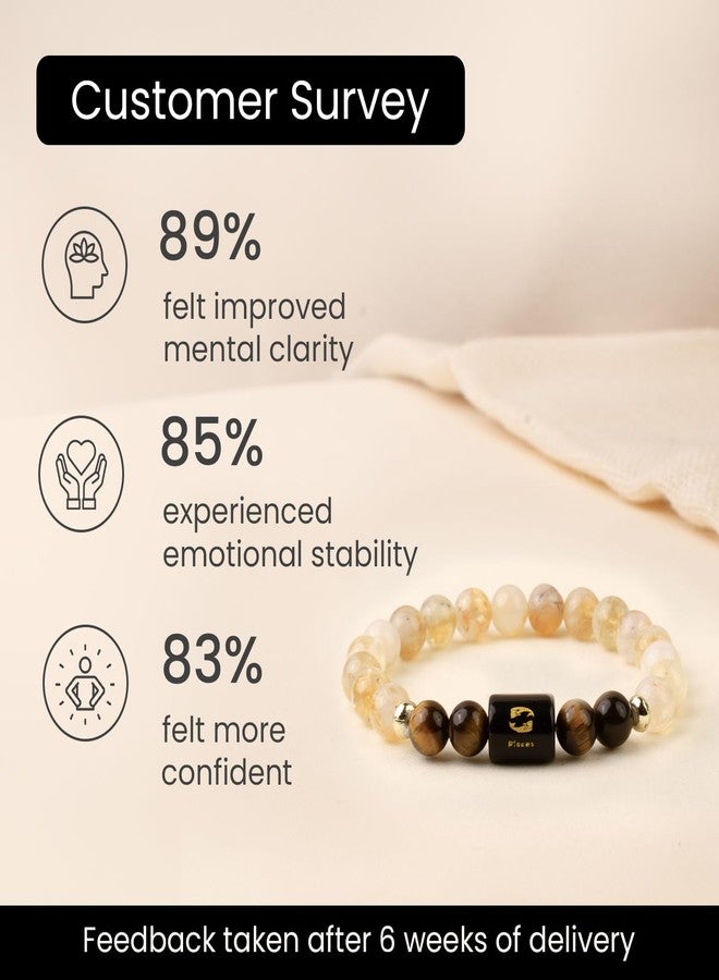 Astrotalk Pisces Zodiac Bracelet | Certified Healing Crystal for Protection, Confidence & Balance | Original Citrine & Tiger Eye Stone | Crystal Bracelet for Man & Woman | Gift for Man & Woman - Image 5