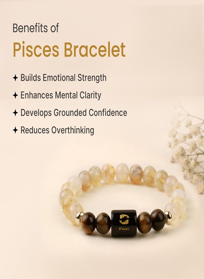 Astrotalk Pisces Zodiac Bracelet | Certified Healing Crystal for Protection, Confidence & Balance | Original Citrine & Tiger Eye Stone | Crystal Bracelet for Man & Woman | Gift for Man & Woman - Image 4