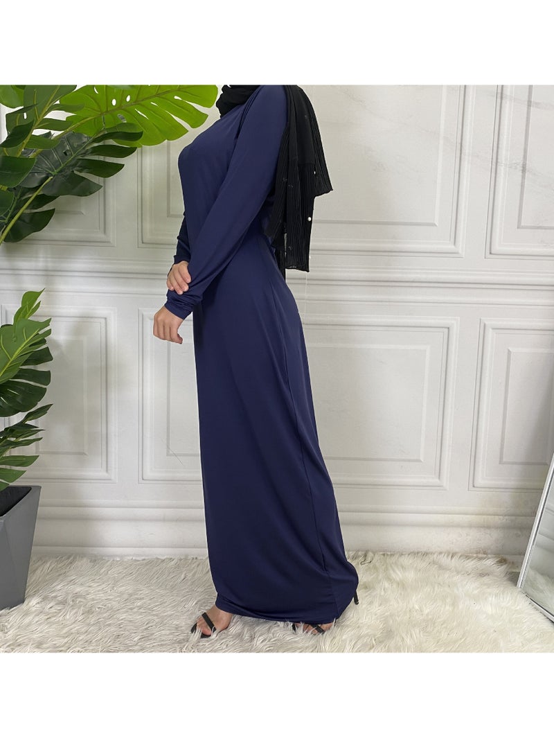 إسكدنيا Mock Neck Casual Abaya, Soft Breathable Long Sleeve Women Abaya Dress, Long Lasting Comfortable Normal Muslim Women Islamic Dress for Prayer, Daily Wear, Occasion Wear, ( Size M, White) - Image 2