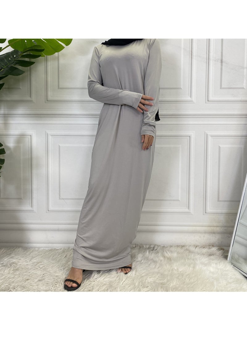 إسكدنيا Mock Neck Casual Abaya, Soft Breathable Long Sleeve Women Abaya Dress, Long Lasting Comfortable Normal Muslim Women Islamic Dress for Prayer, Daily Wear, Occasion Wear, ( Size M, White) - Image 4