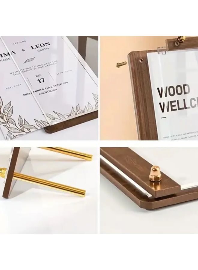 Acrylic Honor Certificate Photo Frame A6 With Wooden Base Tabletop Display Stand - Image 5