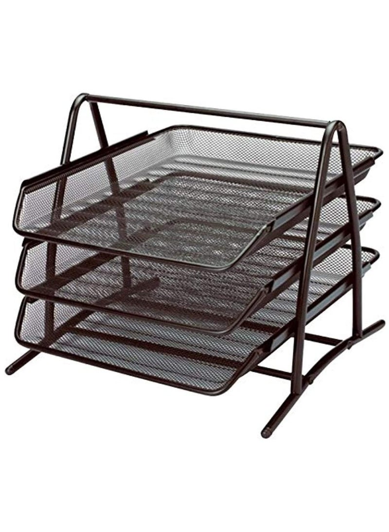ELTRAZONE ELTRAZONE Desk Organizer with 3 Sliding Trays for Letters, Documents, Mail, Files, Paper, Black 
