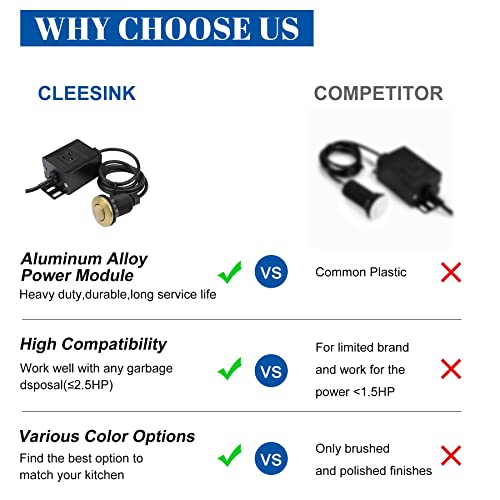 CLEESINK Sink Top Air Switch Kit Garbage Disposal Part by CLEESINK (LONG/3.5", Brushed Gold) - Image 3