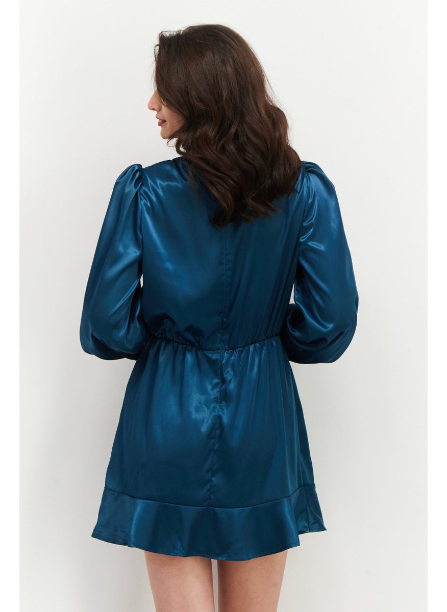 Women Satin High Neck Mini Dress, Teal Blue - pzsku/Z2FA7939CCF59A42333B3Z/45/_/1724350970/934e58b6-4800-4210-aaa6-19877b29ad1c