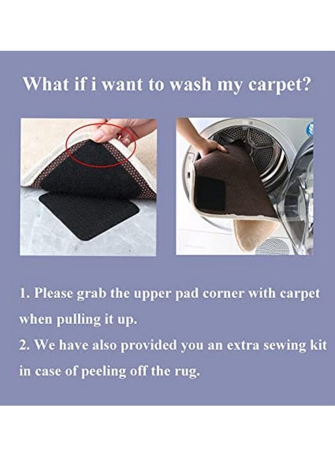 Agabani Microfiber Non-Slip Rug Grippers Pads For Area Rectangular Shape Rug And Carpet ?10Pcs Adhesive Hook And Loop To Prevent Carpet Movement And Curling (Grey) - Image 3