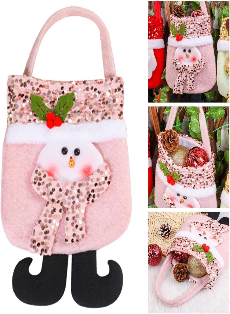 GGOOT Christmas Tote Bags - Christmas Cloth Gift Bags with Santa Claus Snowman Reindeer - Christmas Shopping Bags for Goody Treat Party Favors  - Image 4