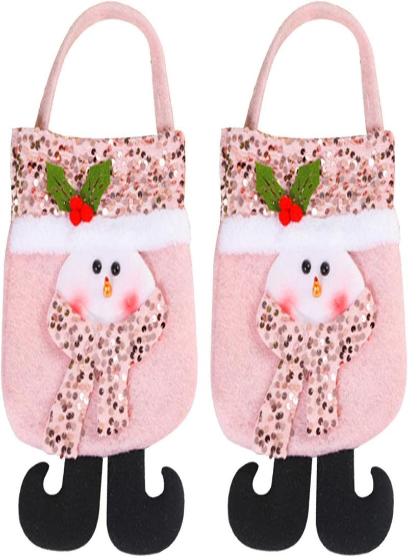 GGOOT Christmas Tote Bags - Christmas Cloth Gift Bags with Santa Claus Snowman Reindeer - Christmas Shopping Bags for Goody Treat Party Favors  - Image 5