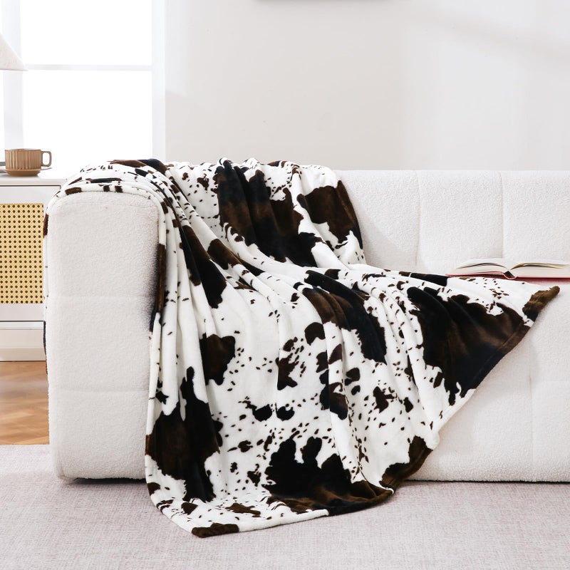 Bnuitland Cute Cow Printed Fleece Flannel Throw Blanket, Super Soft 300 GSM Double Sided Lightweight for Bed Sofa Couch Travel, Fluffy Fuzzy Animal Blanket for Kids/Baby/Pets, 50Ã—40 inch - Image 2