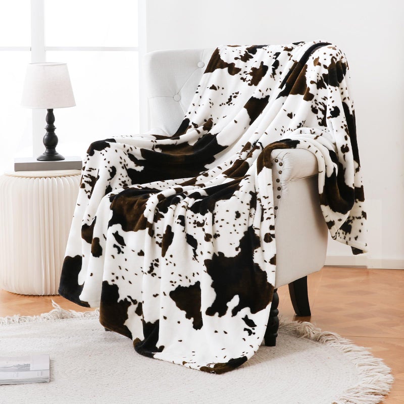 Bnuitland Cute Cow Printed Fleece Flannel Throw Blanket, Super Soft 300 GSM Double Sided Lightweight for Bed Sofa Couch Travel, Fluffy Fuzzy Animal Blanket for Kids/Baby/Pets, 50Ã—40 inch - Image 1