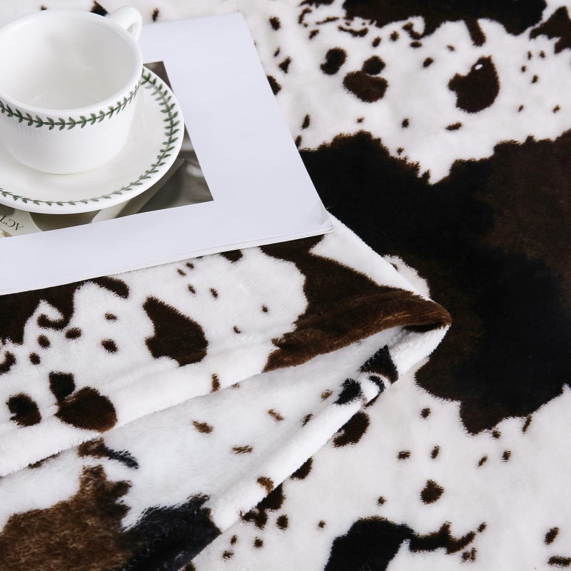 Bnuitland Cute Cow Printed Fleece Flannel Throw Blanket, Super Soft 300 GSM Double Sided Lightweight for Bed Sofa Couch Travel, Fluffy Fuzzy Animal Blanket for Kids/Baby/Pets, 50Ã—40 inch - Image 5