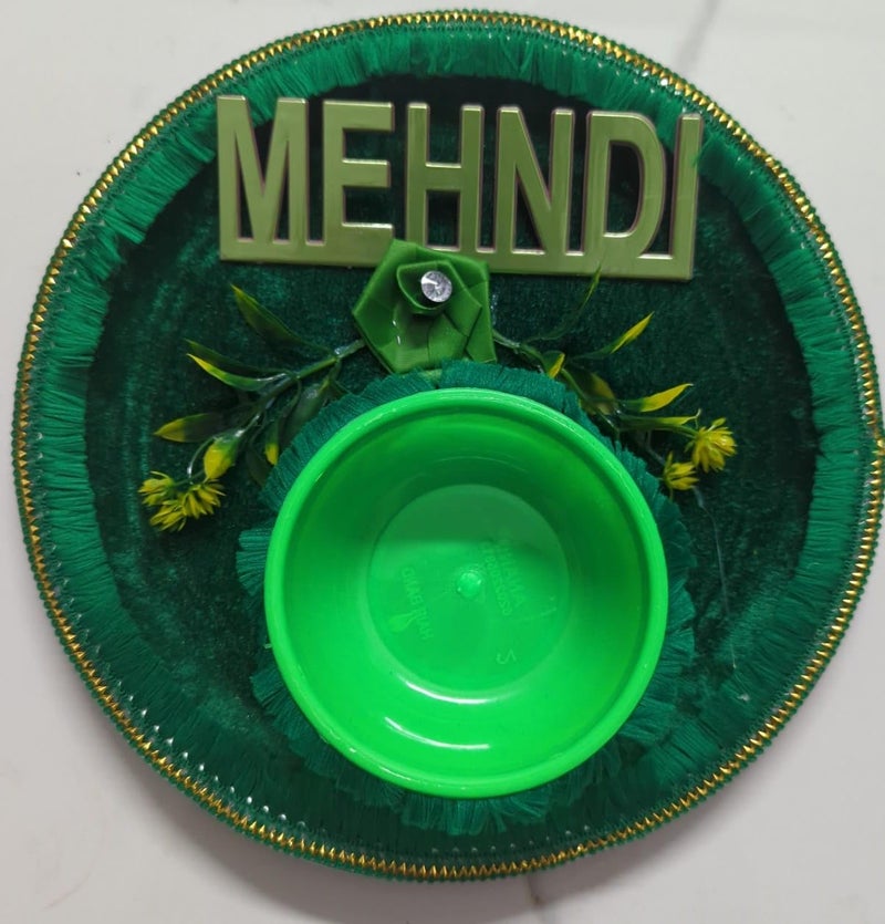 Bride & Groom Mehndi Decoration/Decorative Platter Plastic Thali, Mehndi Thali, Mehndi, Shaadi Shaadi Decor, Home Decor, Handmade Plate Decoration (Mehndi)