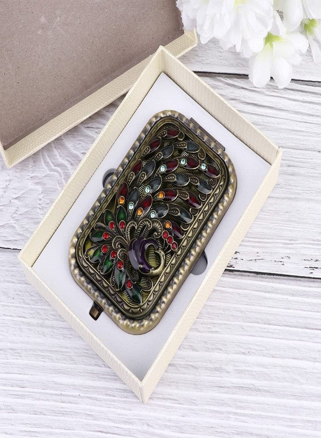 Beaupretty Retro Pocket Makeup Mirror Double-Sided Foldable Compact Mirror for Travel Shopping Outdoor Use High Definition Surface Women - Image 3