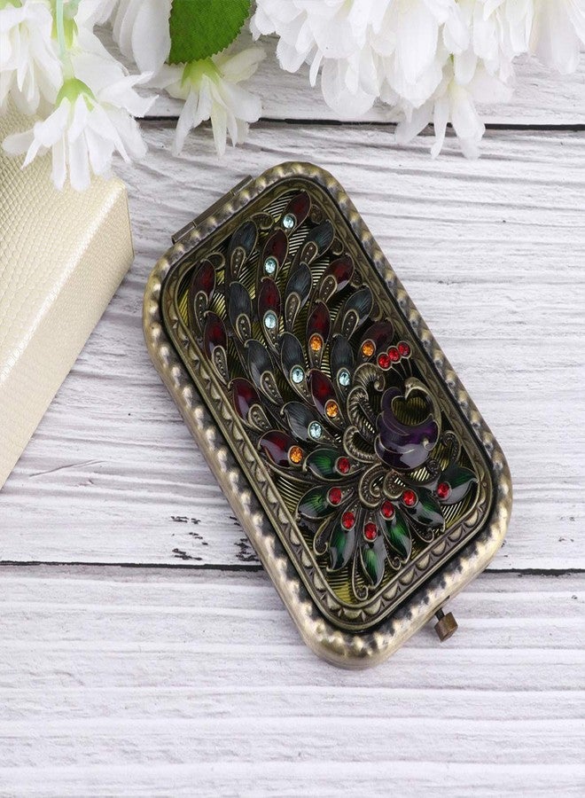 Beaupretty Retro Pocket Makeup Mirror Double-Sided Foldable Compact Mirror for Travel Shopping Outdoor Use High Definition Surface Women - Image 2