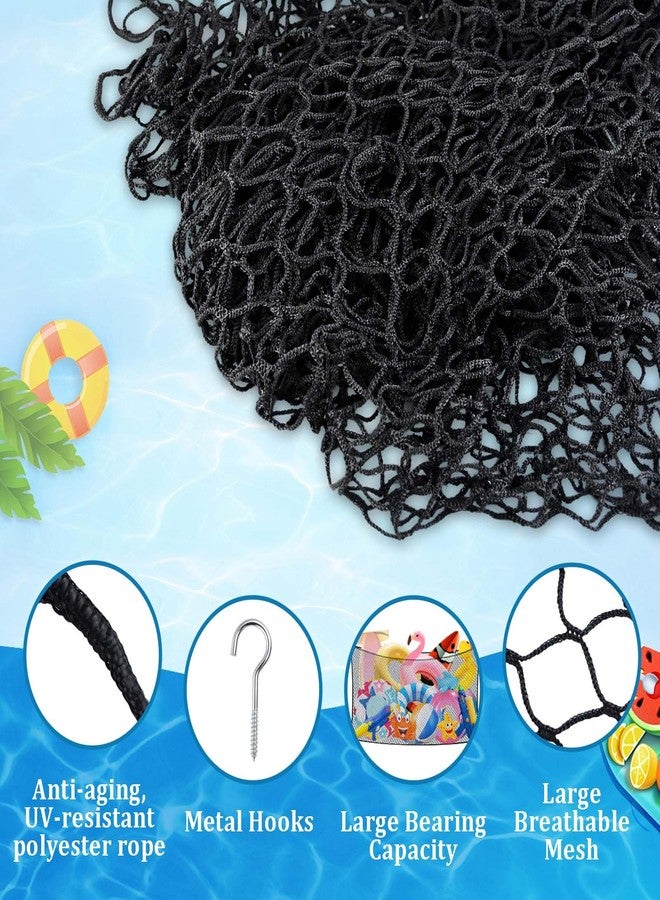 Feoang Extra Large Pool Toy Float Storage Net,79" X 47" Hanging Swimming Pool Toy Organizer with 20 Hooks Reinforced Mesh Net Poolside Fence Toys Net Holder for Inflatable Floats, Rafts, Balls, Pool Toys - Image 3
