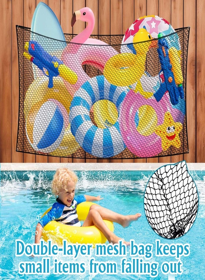 Feoang Extra Large Pool Toy Float Storage Net,79" X 47" Hanging Swimming Pool Toy Organizer with 20 Hooks Reinforced Mesh Net Poolside Fence Toys Net Holder for Inflatable Floats, Rafts, Balls, Pool Toys - Image 4