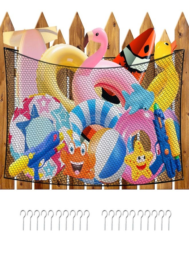 Feoang Extra Large Pool Toy Float Storage Net,79" X 47" Hanging Swimming Pool Toy Organizer with 20 Hooks Reinforced Mesh Net Poolside Fence Toys Net Holder for Inflatable Floats, Rafts, Balls, Pool Toys - Image 1