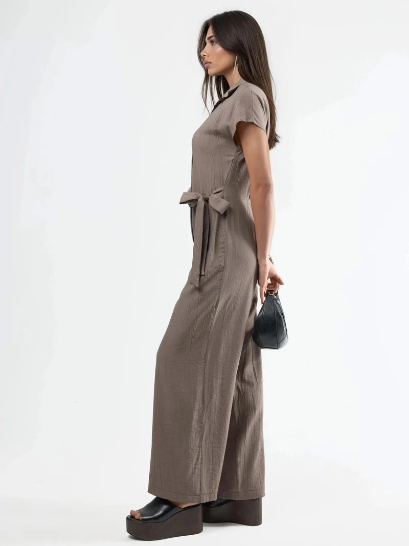 Busem BUSEM Wide Leg Buttoned Shirt Collar Jumpsuit