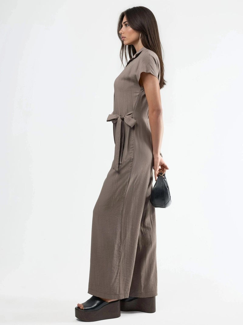 BUSEM Wide Leg Buttoned Shirt Collar Jumpsuit - Image 2