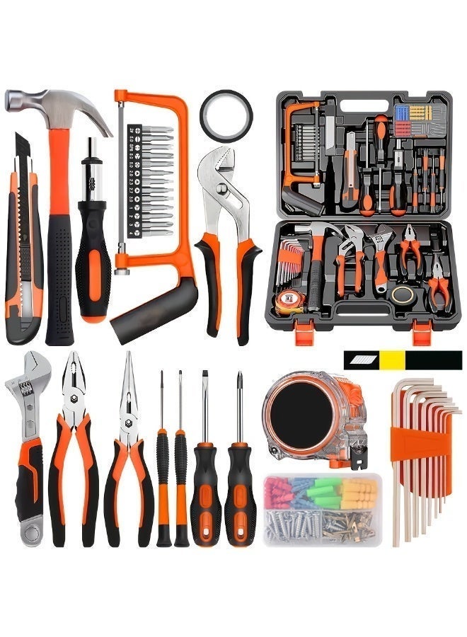 LOOPITYS 100-Piece Household Tool Kit Set, Home Repair Hand Tool Set with Pliers, Hand Saw, Screwdrivers, Allen Wrenches, Screws, Wrenches and Storage Case for Home, Yard and Auto Repair - Image 3