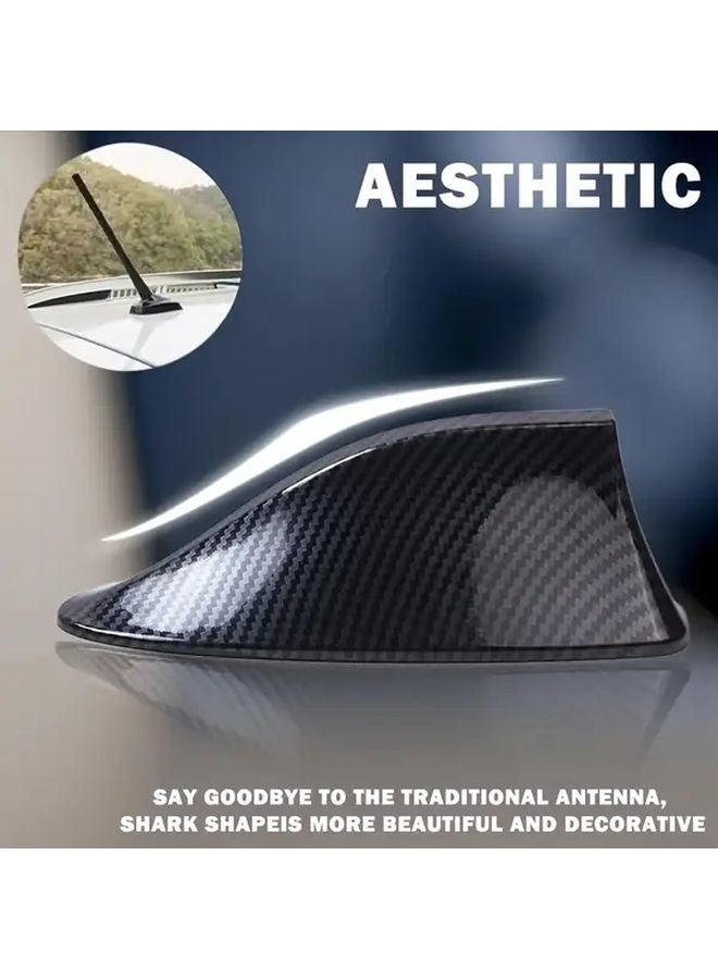 هوائي ظهر سمكة السيارة العالمي من ألياف الكربون مقاوم للماء بدون حفر مادة ABS - Image 1