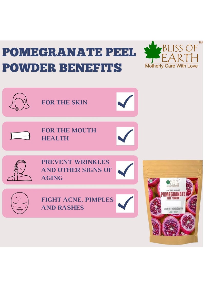 BLISS OF EARTH 100% Pure & Natural Pomegranate Peel Powder | 453GM | Cure Pimple & Acne | Remove Wrinkles | Natural Sore Throat Reliver | Anar Powder  - Image 2