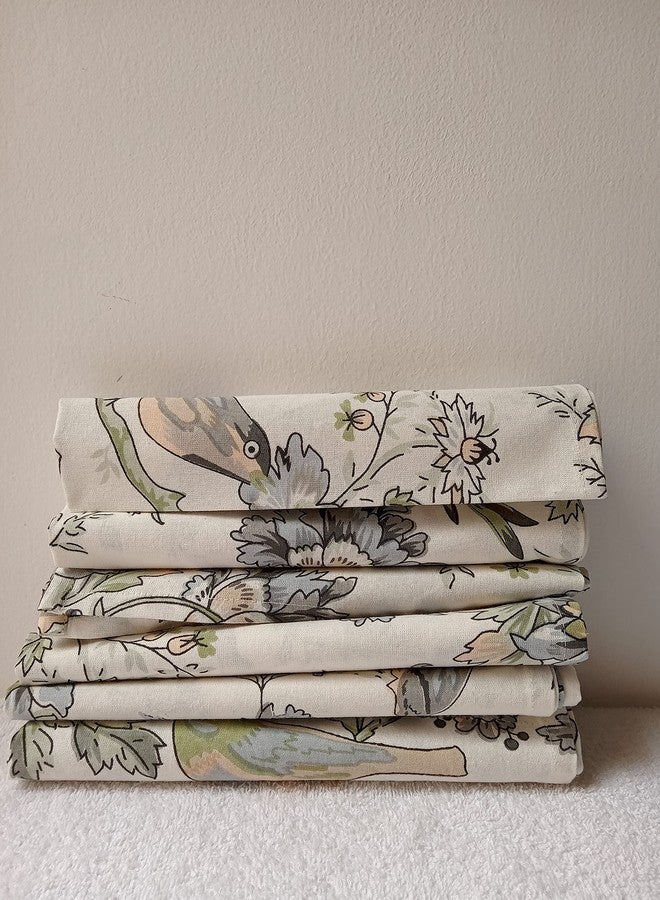 GURU JEE™ Table Napkin Cotton 18x18 Inch 100% Cotton Dinner Napkins Printed Bird and Flower Soft Cotton Napkin for Everyday Use Set of 6 Washable - Image 4
