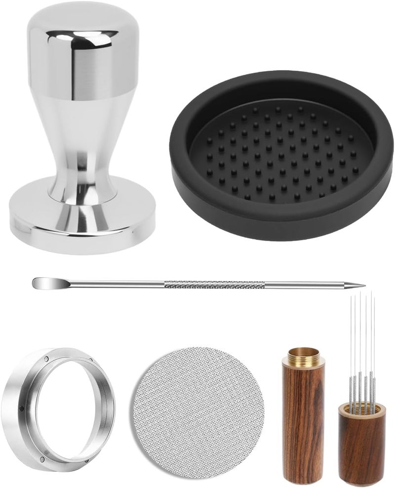 PROKITCHEN 51mm Espresso Accessories Kit, Coffee Distributor and Tamper Leveler, WDT Tool and Dosing Funnel Set, Puck Screen & Tamper Mat,Fits 51 mm Espresso Machines and Portafilters - Image 1