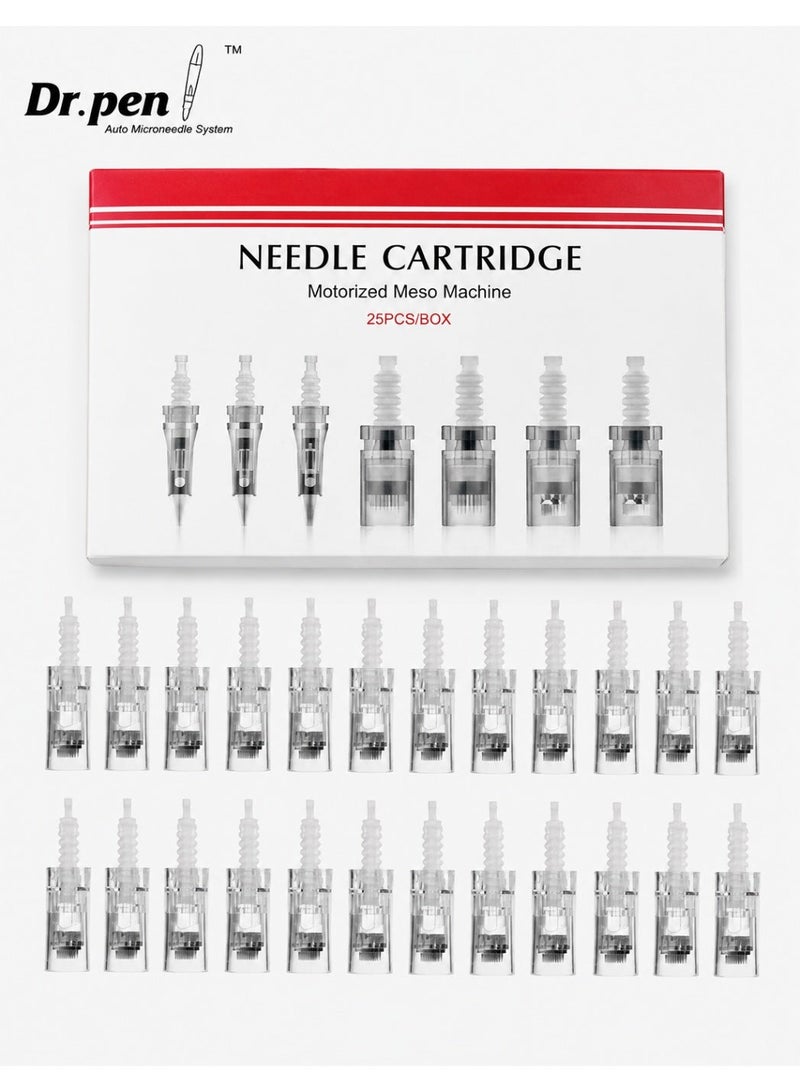 Dr.Pen 12-Pin Replacement Microneedling Cartridges, Derma Pen Needle Heads Compatible with Ultima M5, M7, MYM & N2, 25-Piece Pack, 8 cm Length - Image 1
