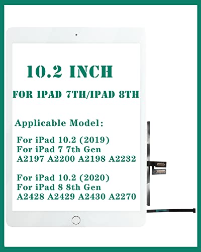 SRJTEK for iPad 7 7th Gen Touch Screen for iPad 8 8th Gen Screen Replacement for iPad 10.2 2019 Digitizer A2197 A2200 A2198 A2232 10.2 2020 A2428 A2429 A2270 A2430 (with Home Button) (White) - Image 3