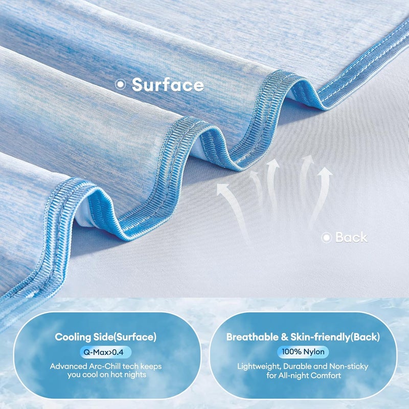 VFROO Cooling Blankets for Hot Sleepers - Keep Adults Cool for Summer Nights Sweats, Thin Cold Lightweight Blanket Q-Max >0.5 (Blue, 90"x90") - Image 4