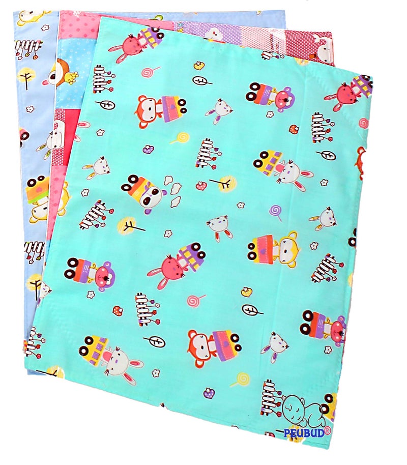 Peubud Pure Cotton Sheets for Babies/Changing Sleeping Mat -Pack of 2 (Multicolor) (610.0mm L X 457.0mm W) - Image 2