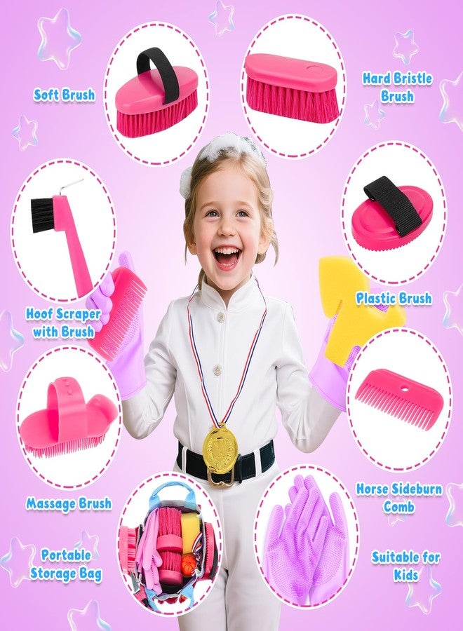 deAO Horse Grooming Kit for Girls 12 Piece Pretend Play Horse Care Set with Tote Bag, Horse Brush Set for Realistic Cleaning and Bathing Play, Gift for Horse Riders Beginners - Image 4