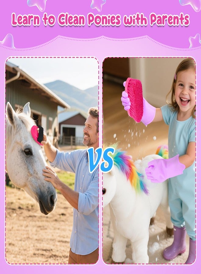 deAO Horse Grooming Kit for Girls 12 Piece Pretend Play Horse Care Set with Tote Bag, Horse Brush Set for Realistic Cleaning and Bathing Play, Gift for Horse Riders Beginners - Image 5