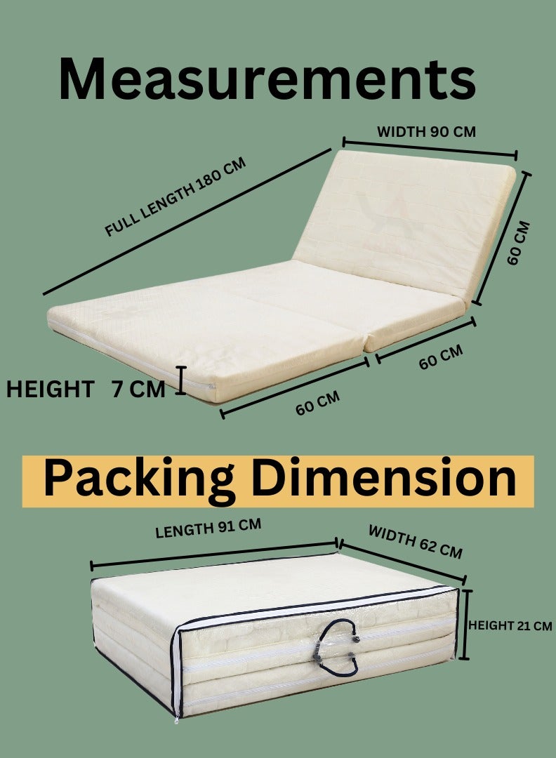 AFT Tri-fold Single Size Mattress a High-Density Orthopedic Rebounded Mattress Made from A Good Quality Foam Material. Premium Quality Single Use Mattress for Superior Comfort and Durability 180 cm*90 cm*7 cm (Arfan)  - Image 2