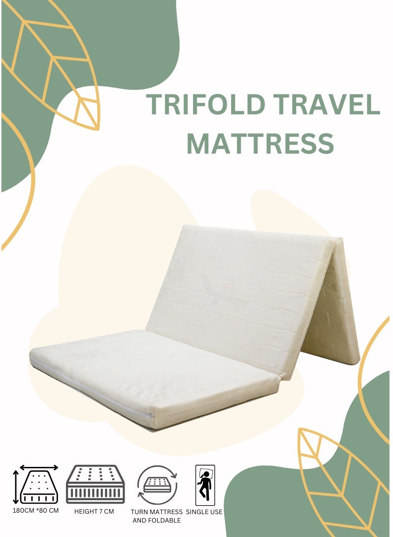 AFT Tri-fold Single Size Mattress a High-Density Orthopedic Rebounded Mattress Made from A Good Quality Foam Material. Premium Quality Single Use Mattress for Superior Comfort and Durability 180 cm*90 cm*7 cm (Arfan)  - Image 1