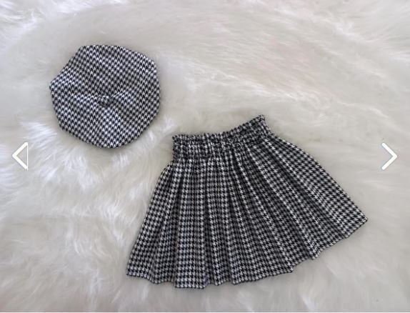 Eylülce Butik Eylülce Boutique Houndstooth Pattern Paperbeg Model Skirt & Painter's Hat  - Image 1