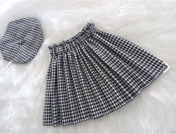 Eylülce Butik Eylülce Boutique Houndstooth Pattern Paperbeg Model Skirt & Painter's Hat  - Image 4