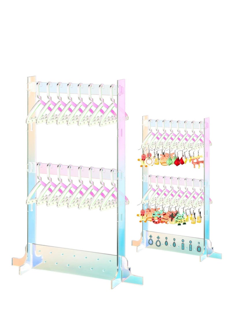 NIBEMINENT Earring Rack Holder with Coat Hangers Mini Necklace Hanger Acrylic Jewelry Stand Organizer Display for Girls Women Ear Stud  - Image 1