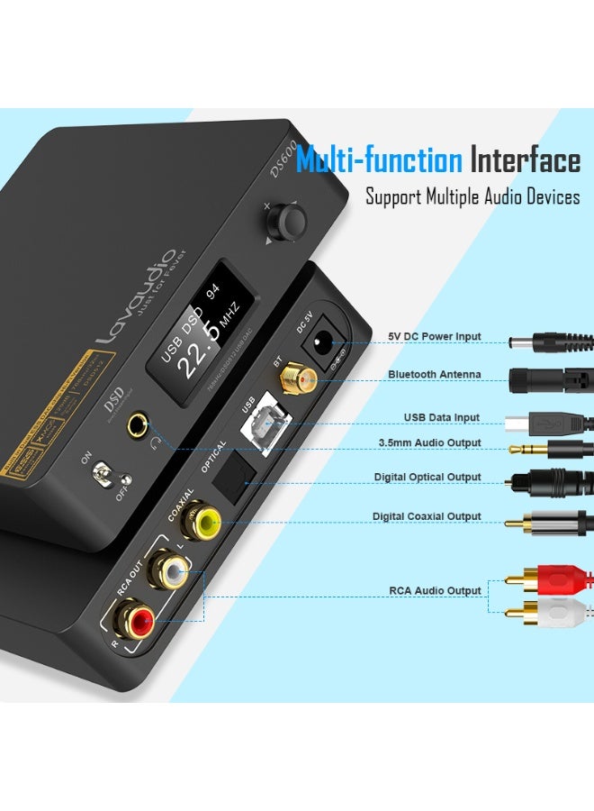 RT936 DS600 Desktop Audio HD Decoder Bluetooth Receiver (Black) - Image 3