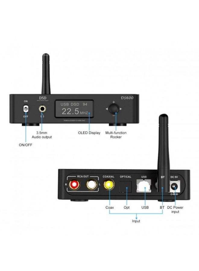 RT936 DS600 Desktop Audio HD Decoder Bluetooth Receiver (Black) - Image 2