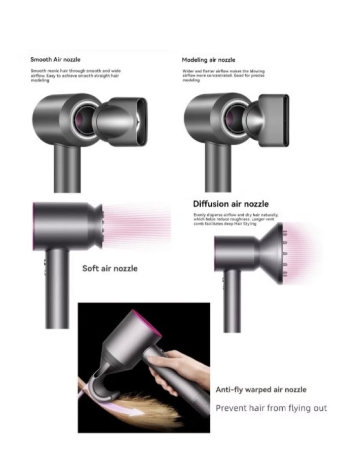 Generic - 1600W Professional Ionic Hair Dryer - Fast Drying Blower Hair Dryer with Thermo-Control, Low Noise, Includes Hair Diffuser and Concentrator for Perfect Styling - Image 1