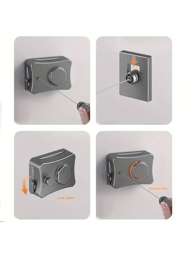 White Retractable Clothesline 7 28inch Invisible Drying Rack for Bathroom Balcony - Image 2